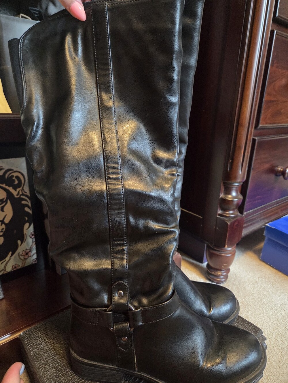 Black Tall Riding Boots - Picture 4 of 5